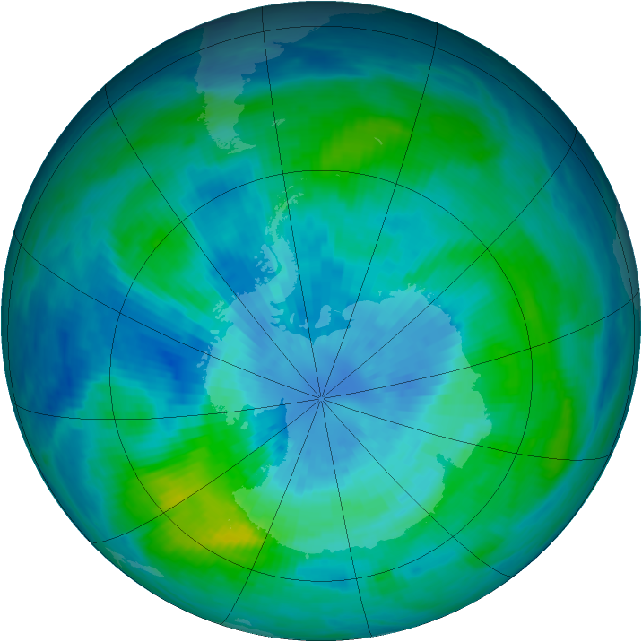 Antarctic ozone map for 22 March 1988